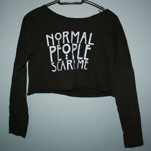 Normal People Scare Me Sweater Black Crop Top Women's Size Medium